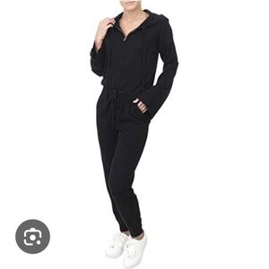 100% cashmere Juicy Couture Black Label Hooded Jumpsuit in black